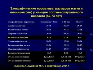 Какого размера яичники при климаксе