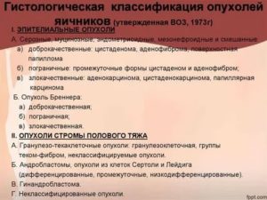 Опухоли яичников гистологическая классификация опухолей