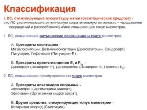 Препараты расслабляющие мускулатуру матки и повышающие ее тонус