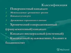 Классификация урогенитального кандидоза